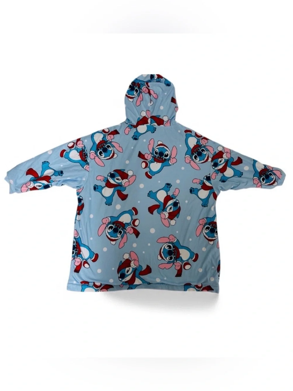Disney Stitch Wearable Blanket Hoodie S/M Blue Fleece Christmas Loungewear